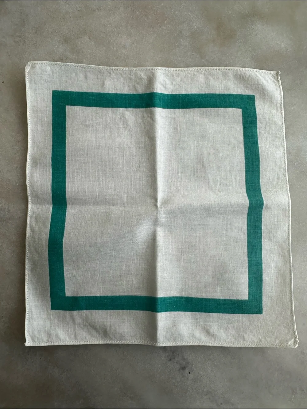 Vintage Cotton Napkins with Teal Border (4)